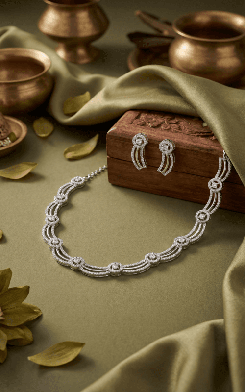 AI generated necklace set product photography